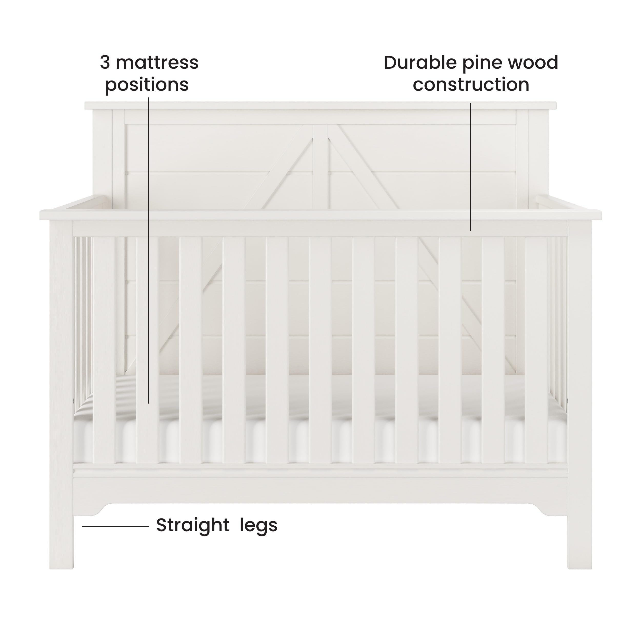 4-in-1 Convertible Crib Nursery Furniture Set with Dresser and Nightstand