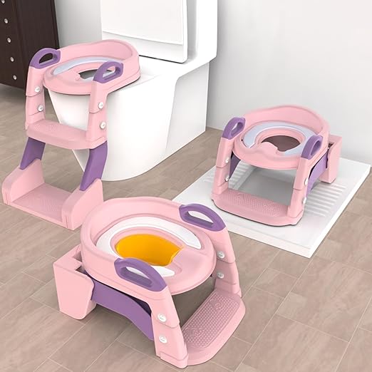 Potty Training Toilet with Ladder, Easy Assembly, Collapsible Potty