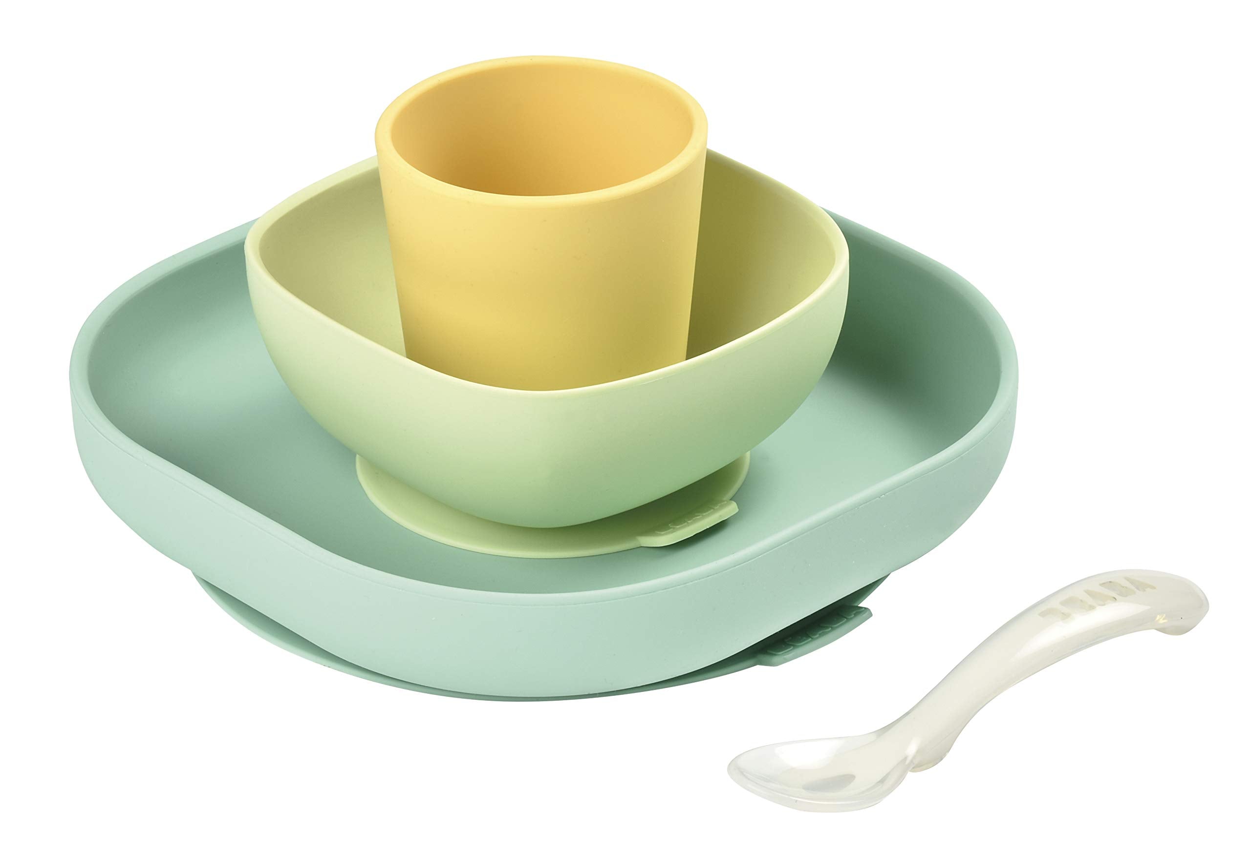 Silicone 4 Piece Baby Feeding Set, Suction Plates