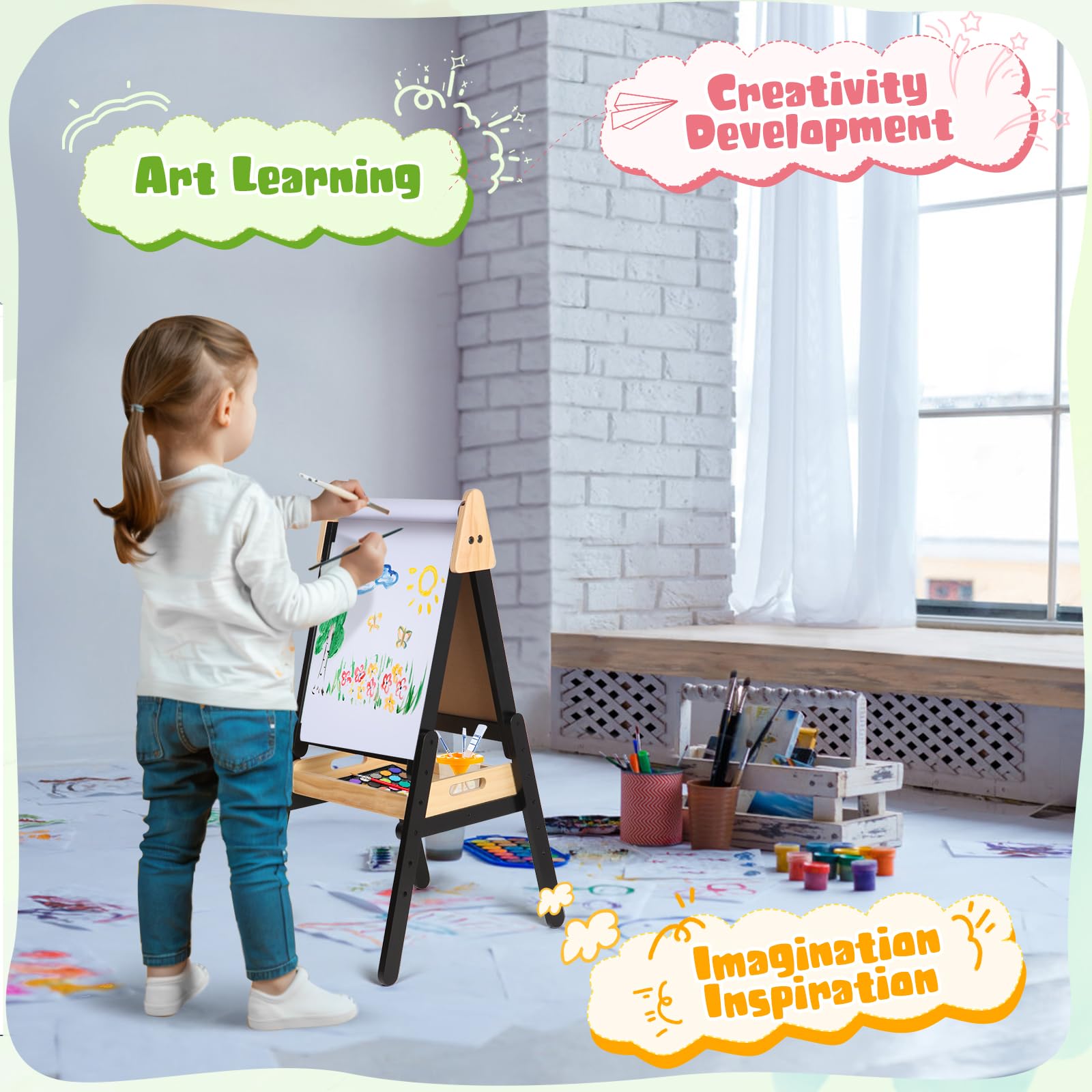 Double Sided Kids Art Easel with Adjustable Height
