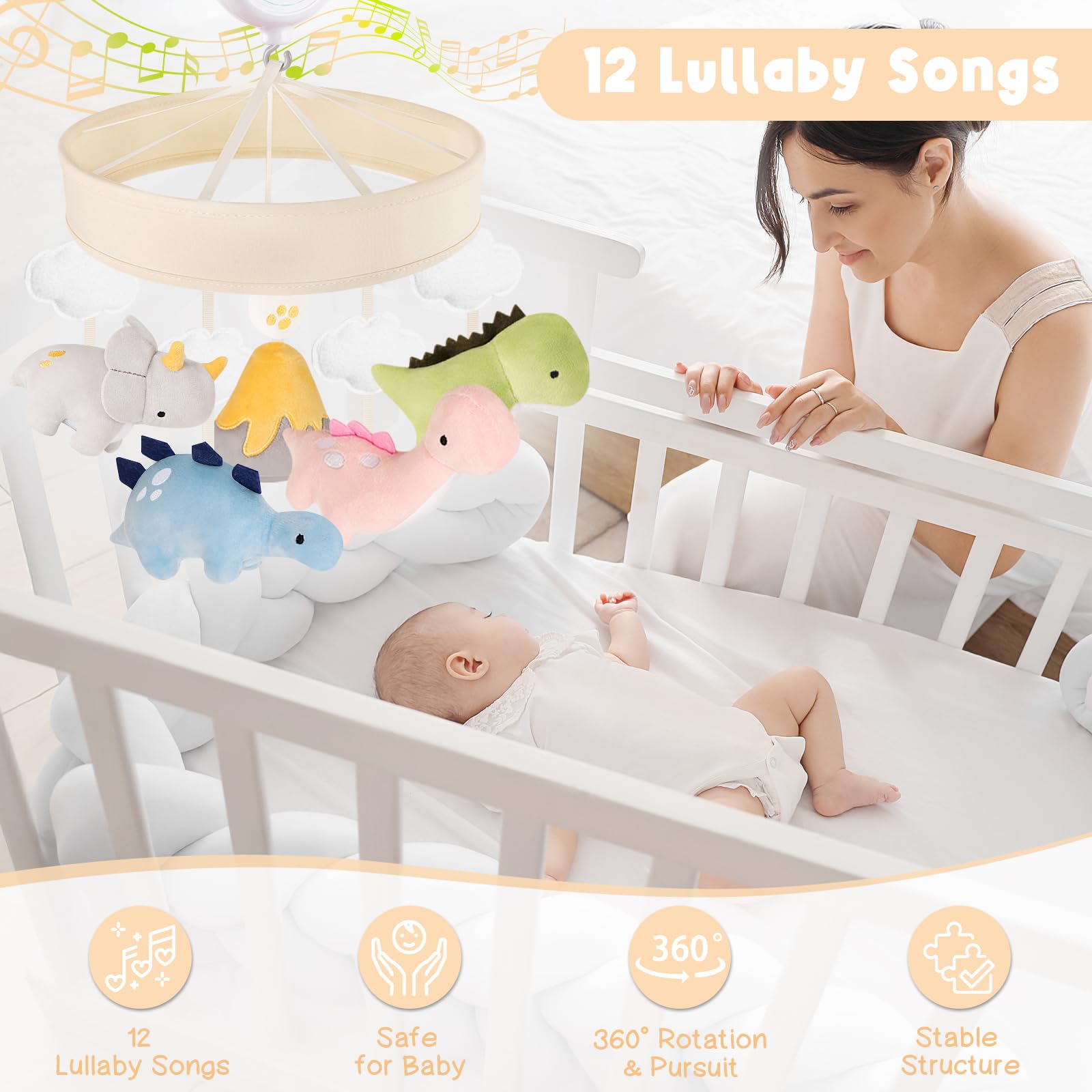 Dinosaur Crib Mobile with Music Box