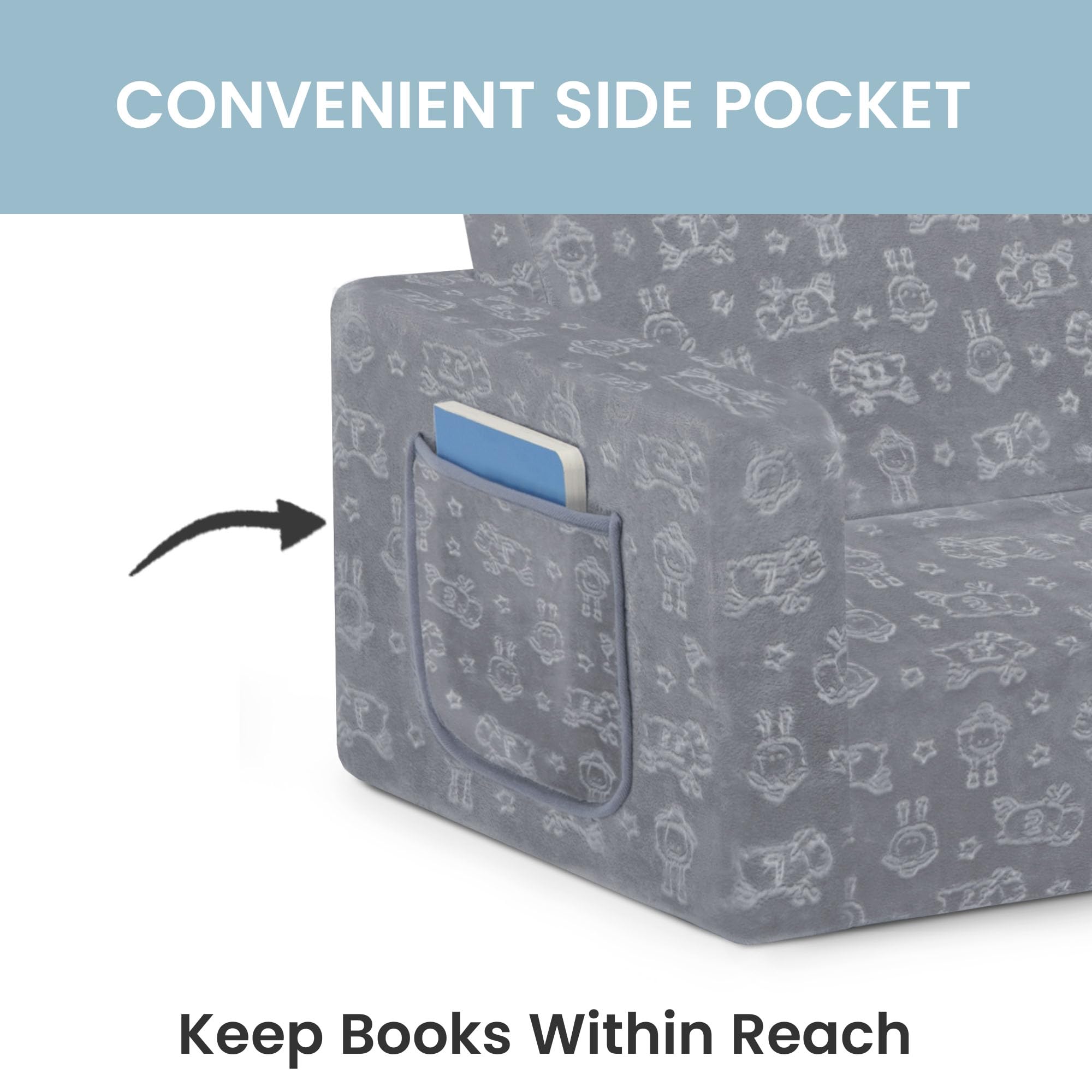 Convertible Kids Sofa Sleeper with Washable Cover