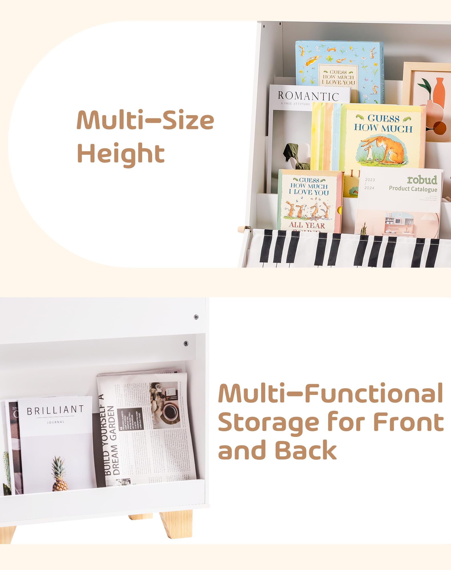 5-Tier Montessori Wooden Bookshelf for Kids