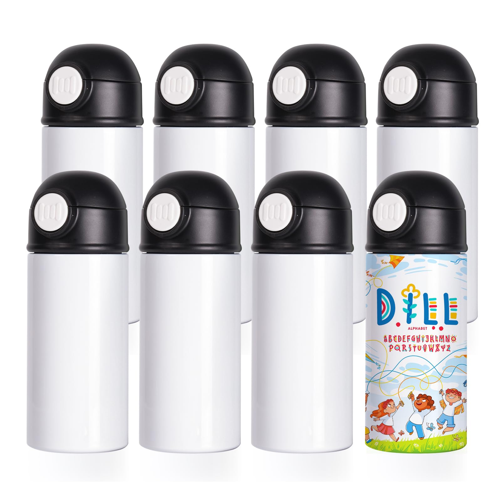 8 Pack Sublimation Kids Water Bottles Blanks 12 OZ Straight Skinny Kids