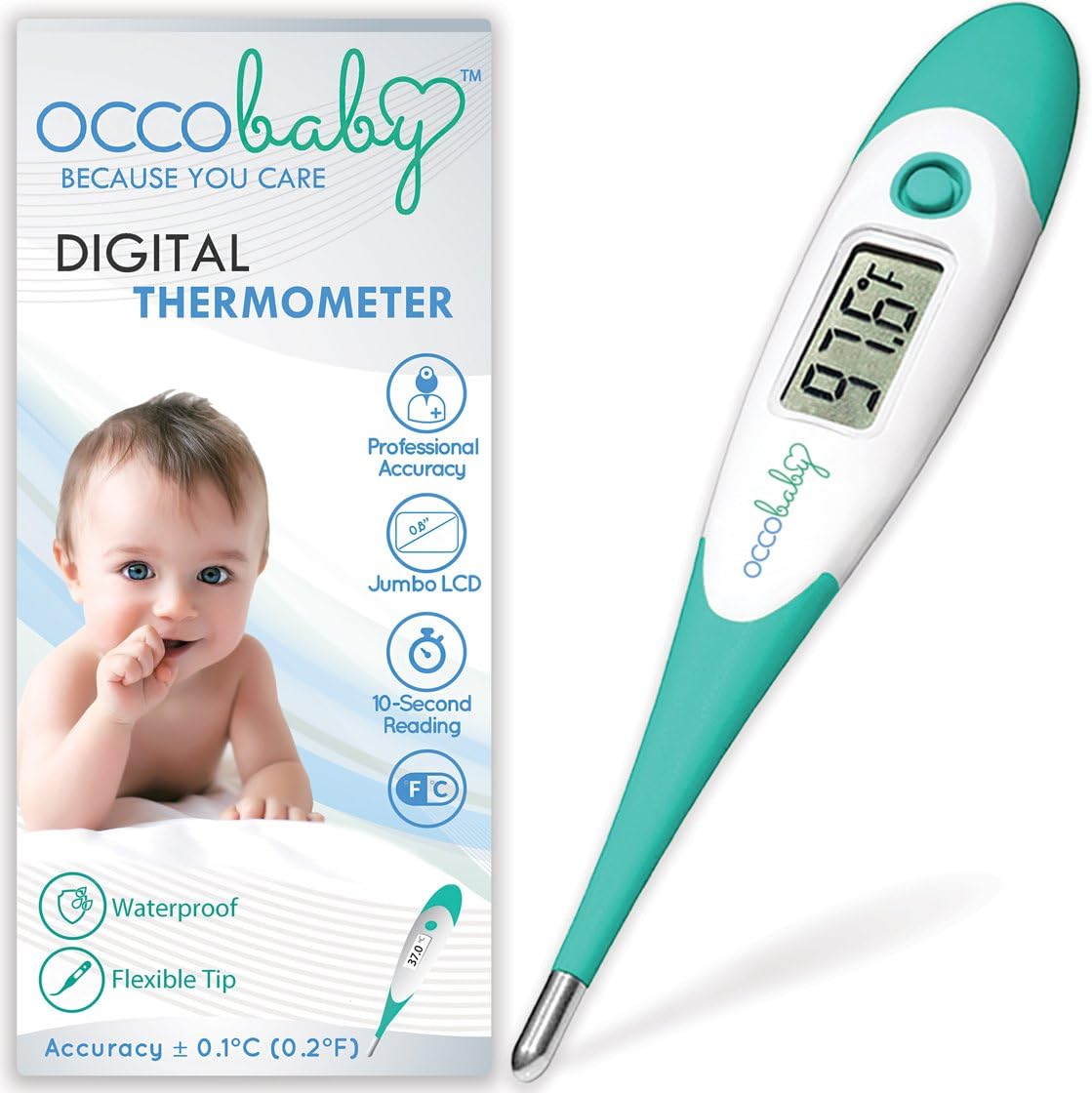 Clinical Digital Baby Thermometer - LCD, Flexible Tip, 10 Second Quick Accurate Fever