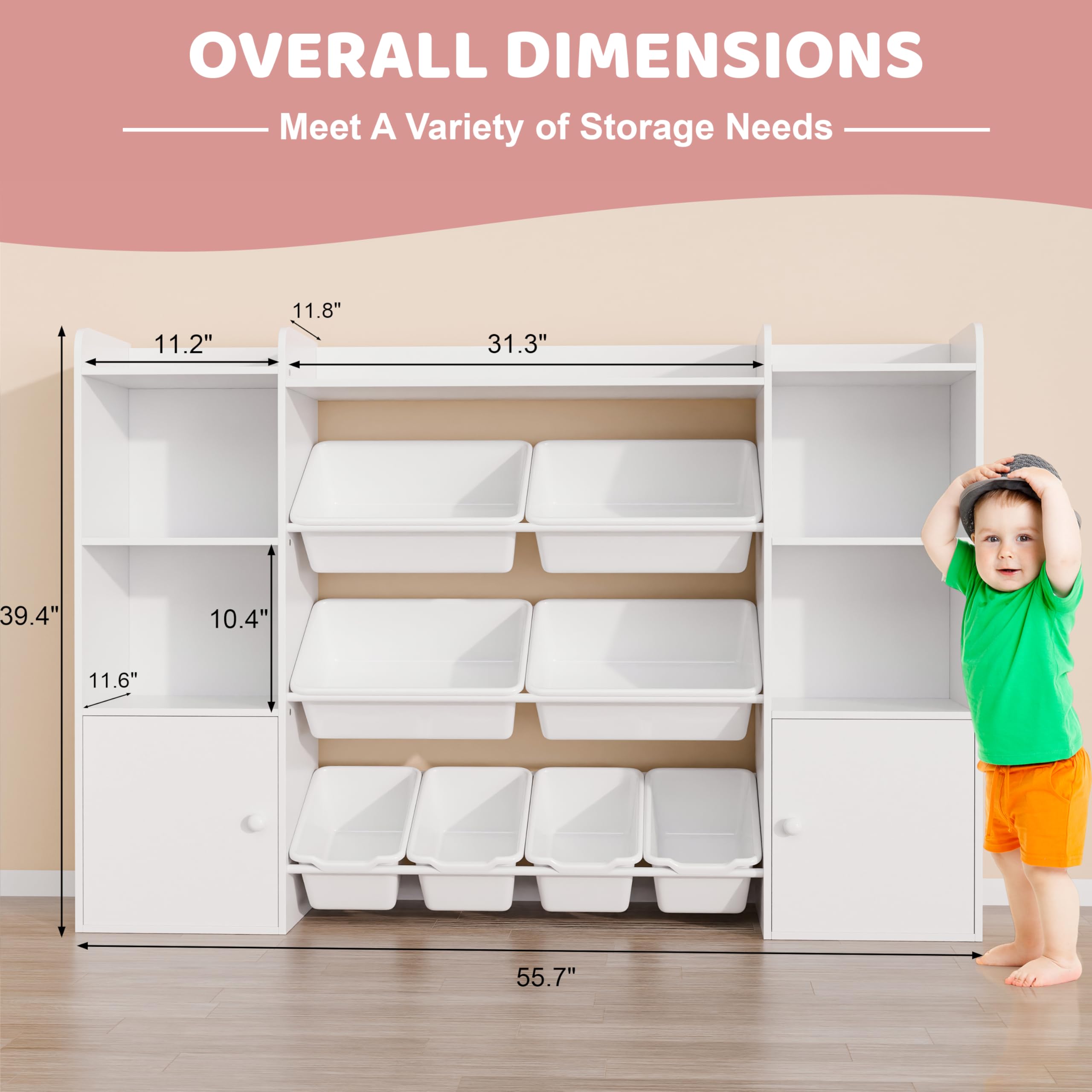 Kids Toy Storage Organizer with Bins and Bookshelf