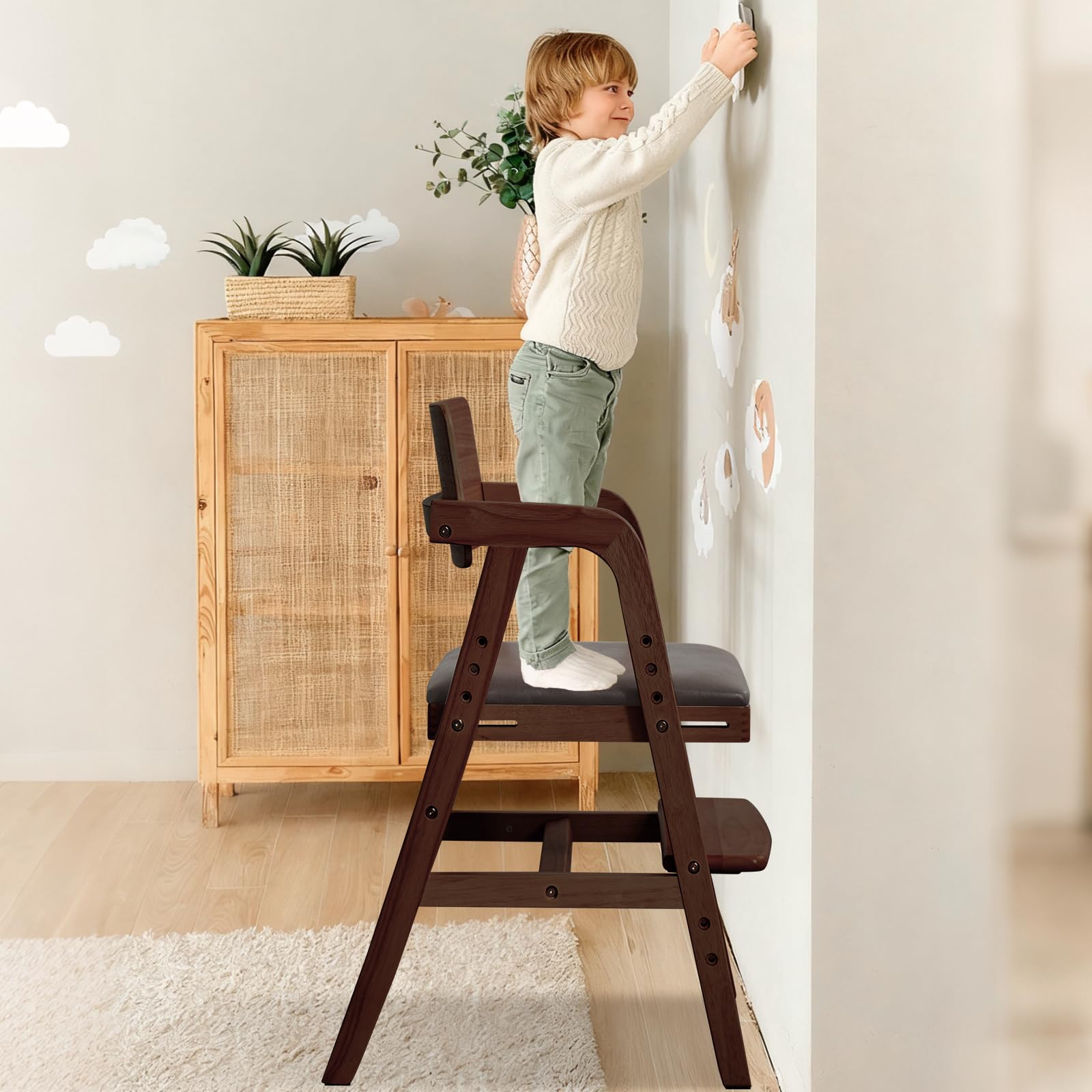 Wooden High Chair for Toddlers and Babies