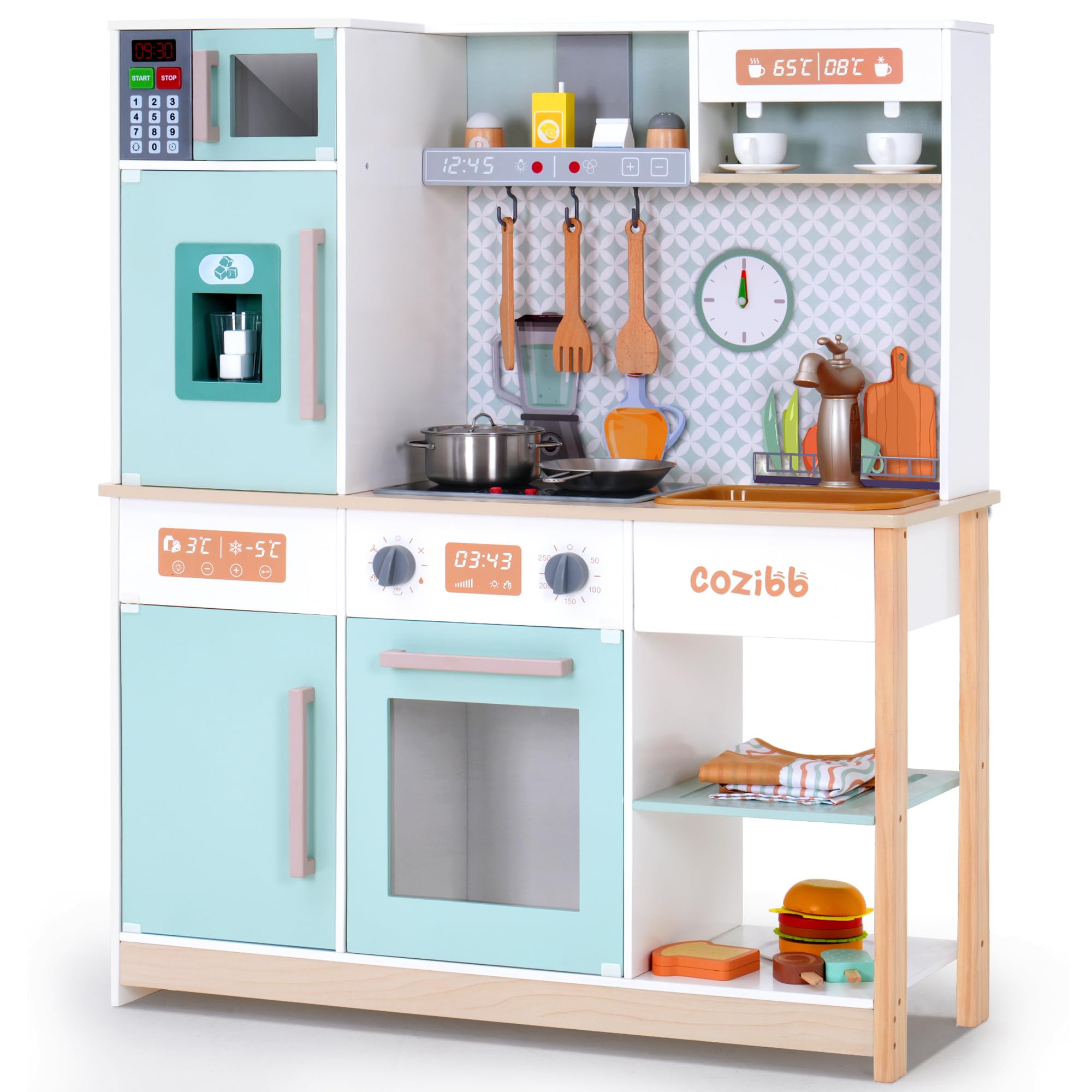 Wooden Play Kitchen Set for Kids Ages 3-8