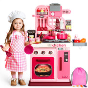 Kids Kitchen Playset, 27.1 Inches Play Kitchen with Sound and Light
