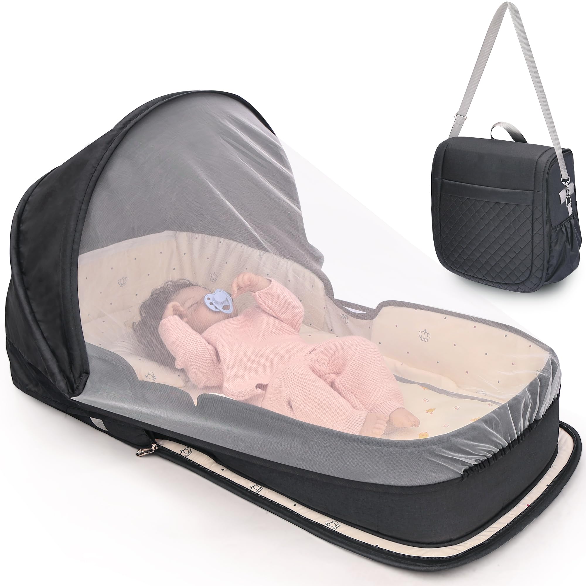 Portable Travel Bassinet for Baby with Mosquito Net