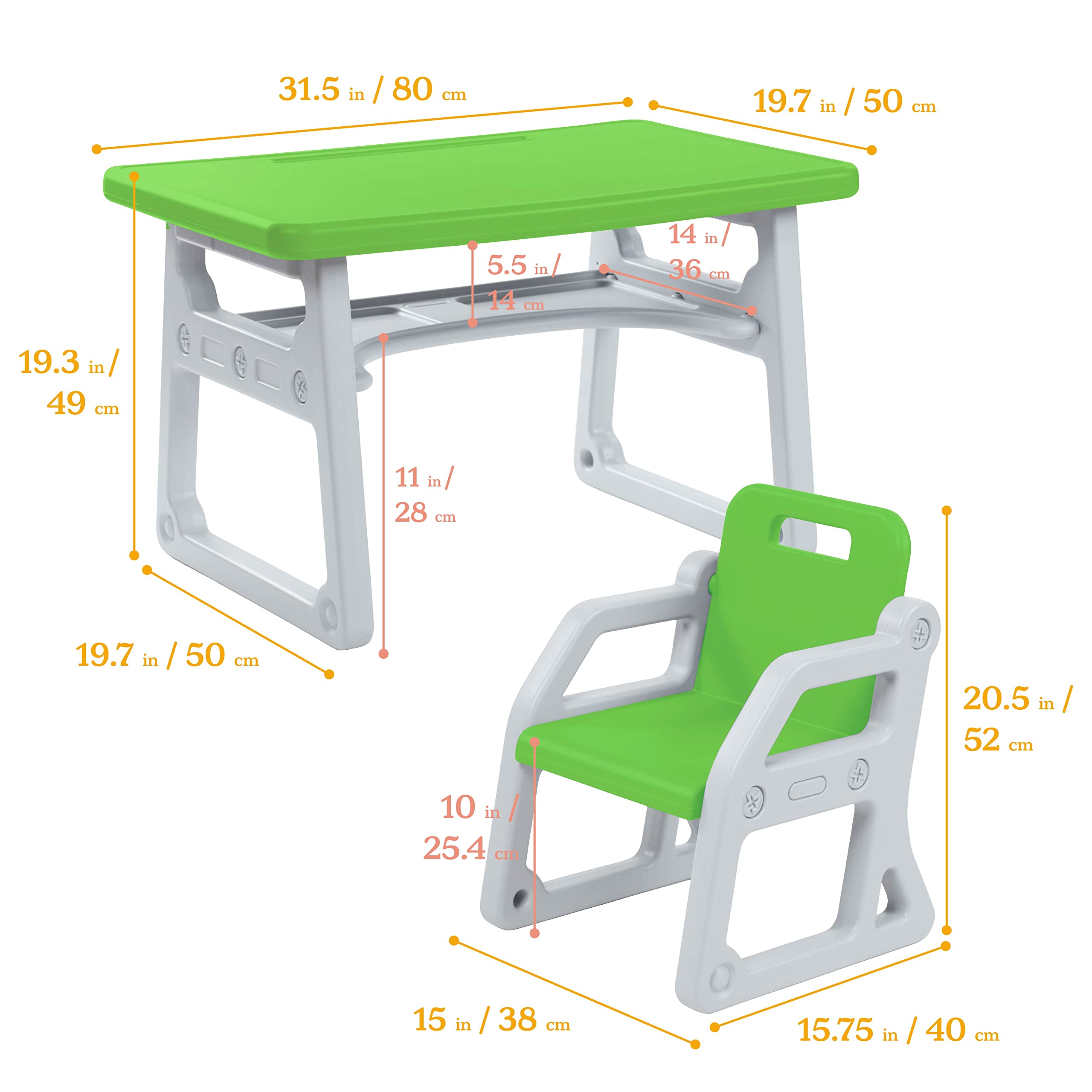 Toddler Desk and Chair Set with Storage Shelf