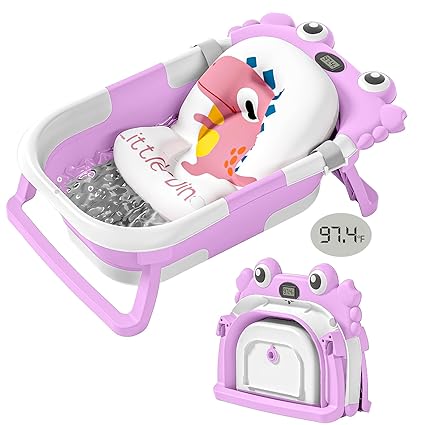 Baby Bathtub for Newborns with Thermometer and Soft