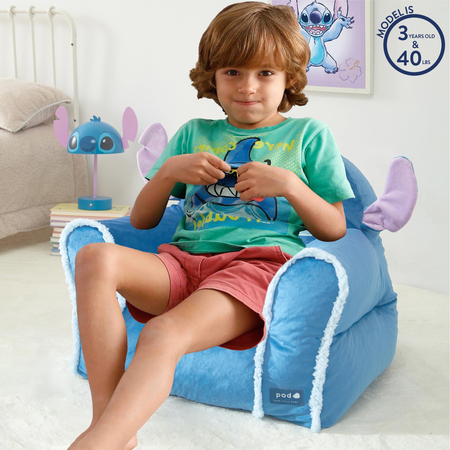 Disney Stitch Figural Soft and Comfortable Structured Bean Bag Sofa Chair for Kids