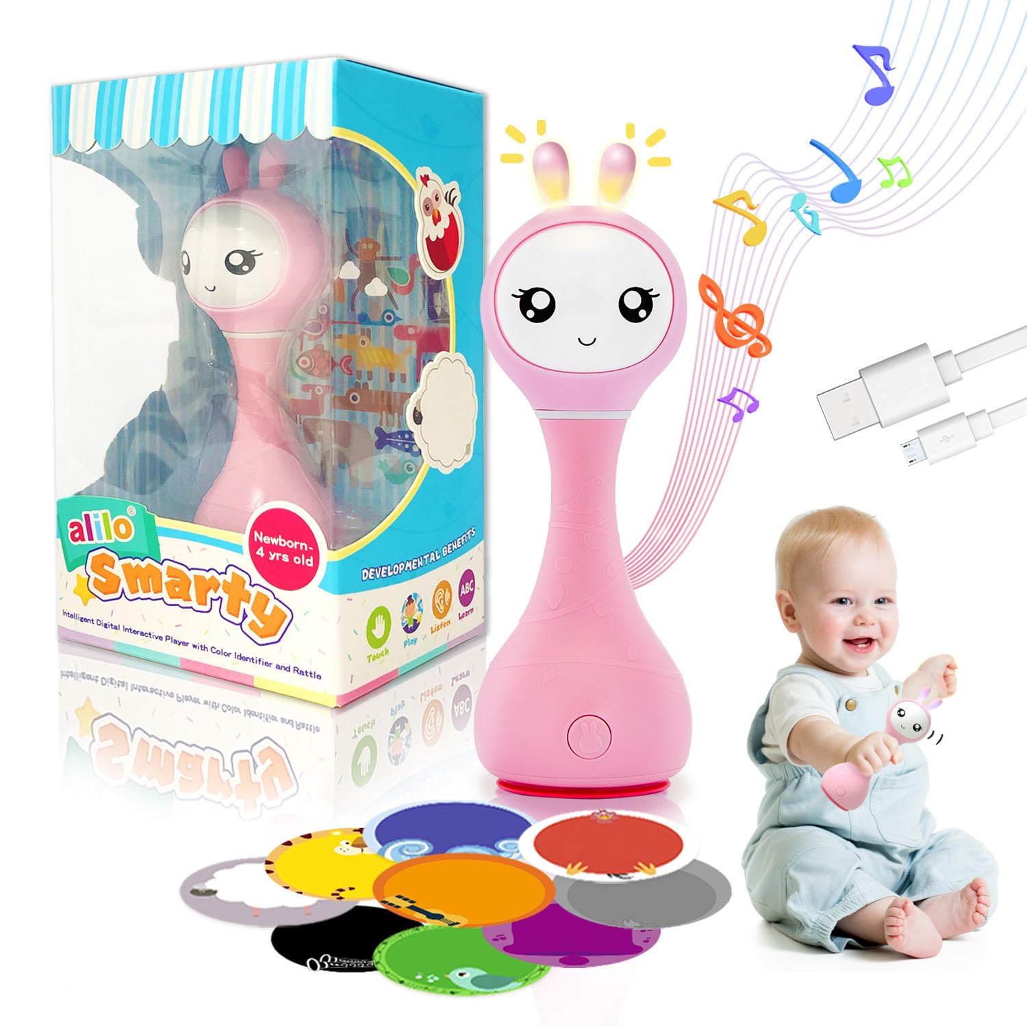 Smarty Baby Audio Player - Toy with Chewable Teether Ears & Colorful Lights