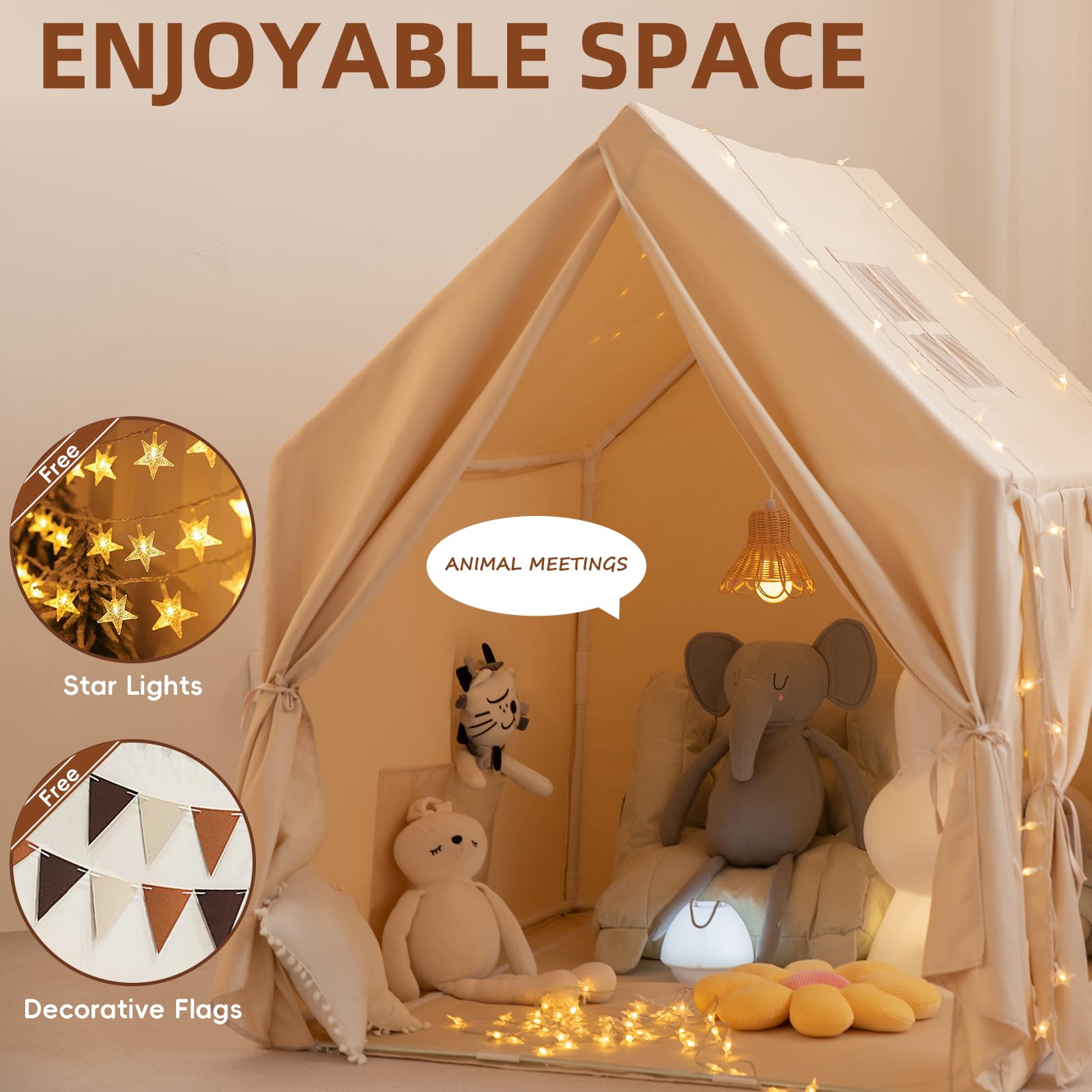 Kids Play Tent Indoor Playhouse with Star Lights