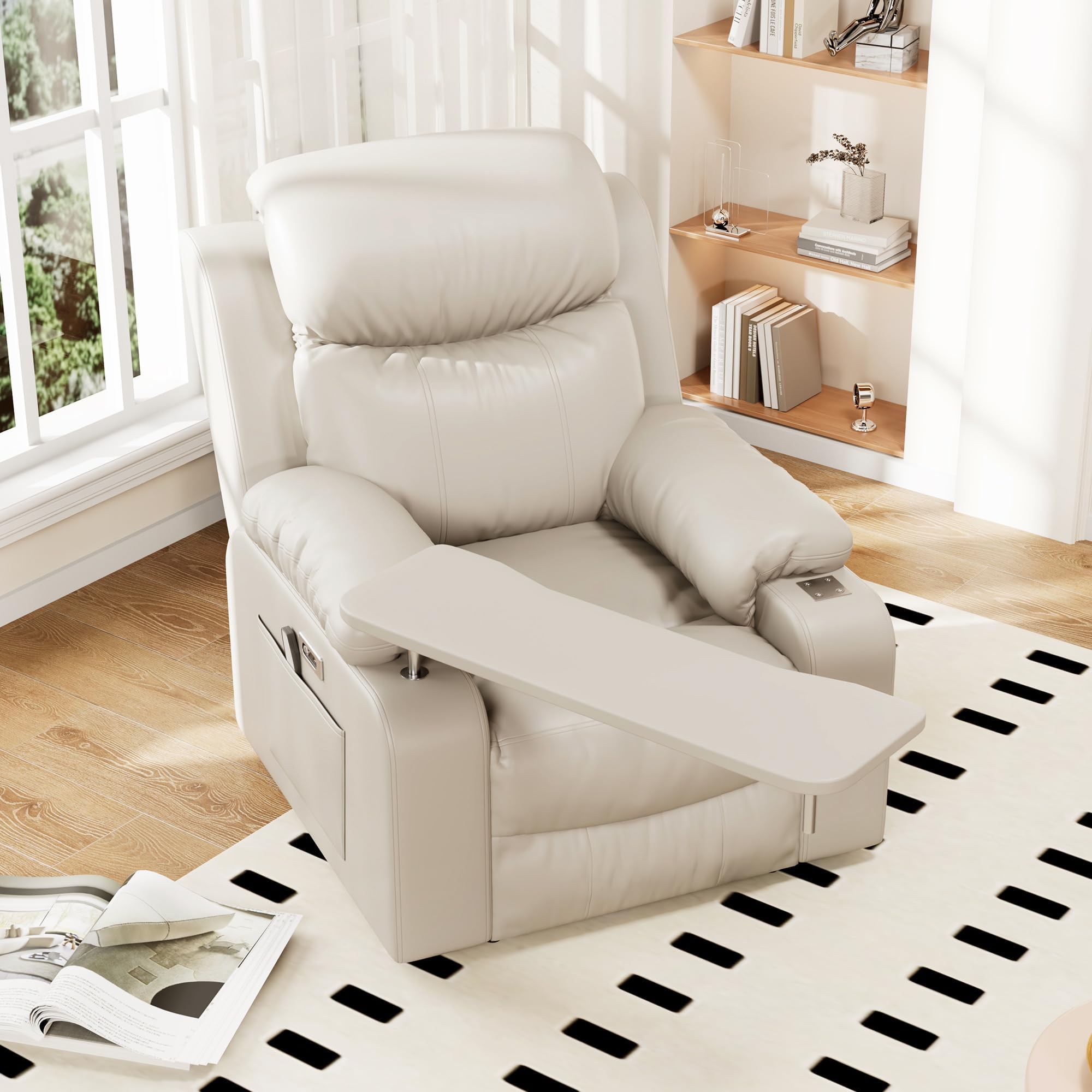 Recliner Chair with Rotating Table, Nursery Reclining Sofa Chair
