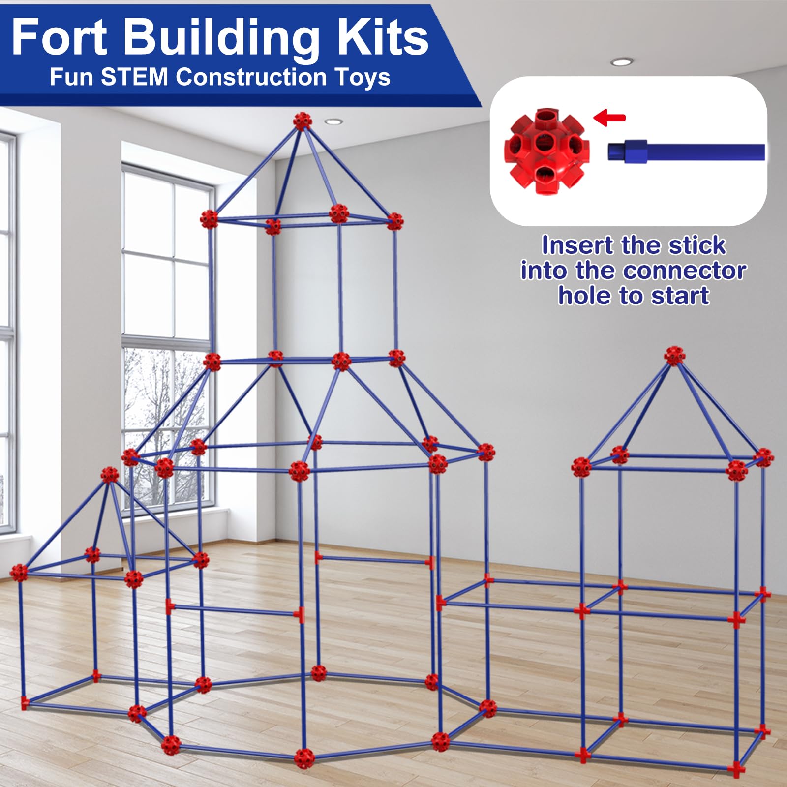 Fort Building Kit 180 Pieces for Kids STEM Construction Toy Set