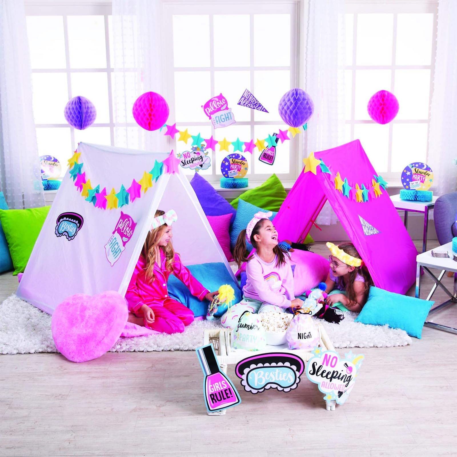 Kids Indoor Slumber Party Tent - 45" x 40" White Nonwoven Fabric