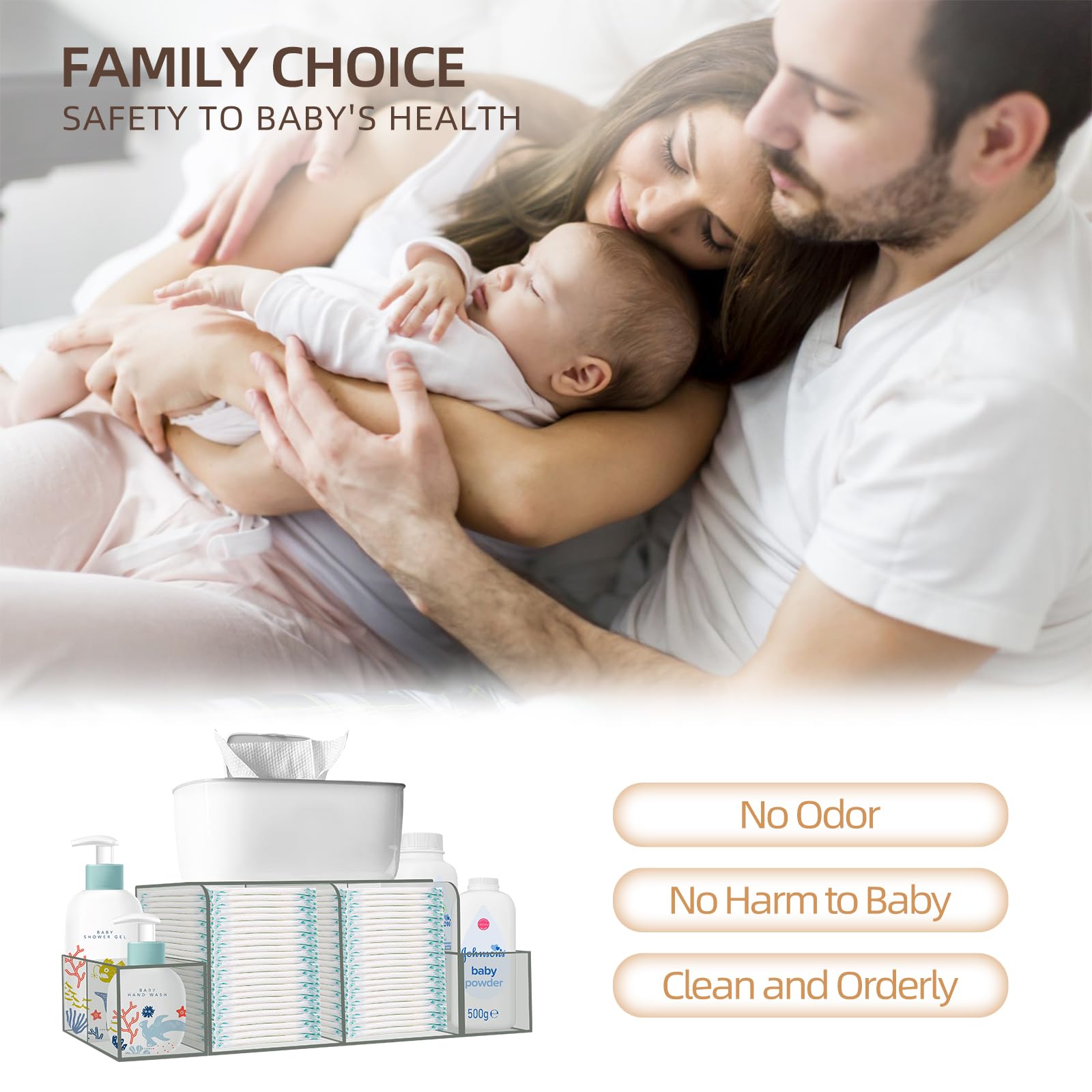 Acrylic Diaper Caddy Organizer for Changing Table