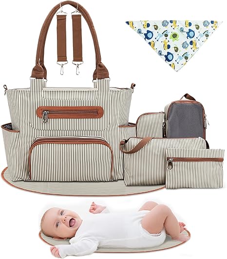 8-Piece Diaper Bag Tote Set – Multifunction Baby Essentials