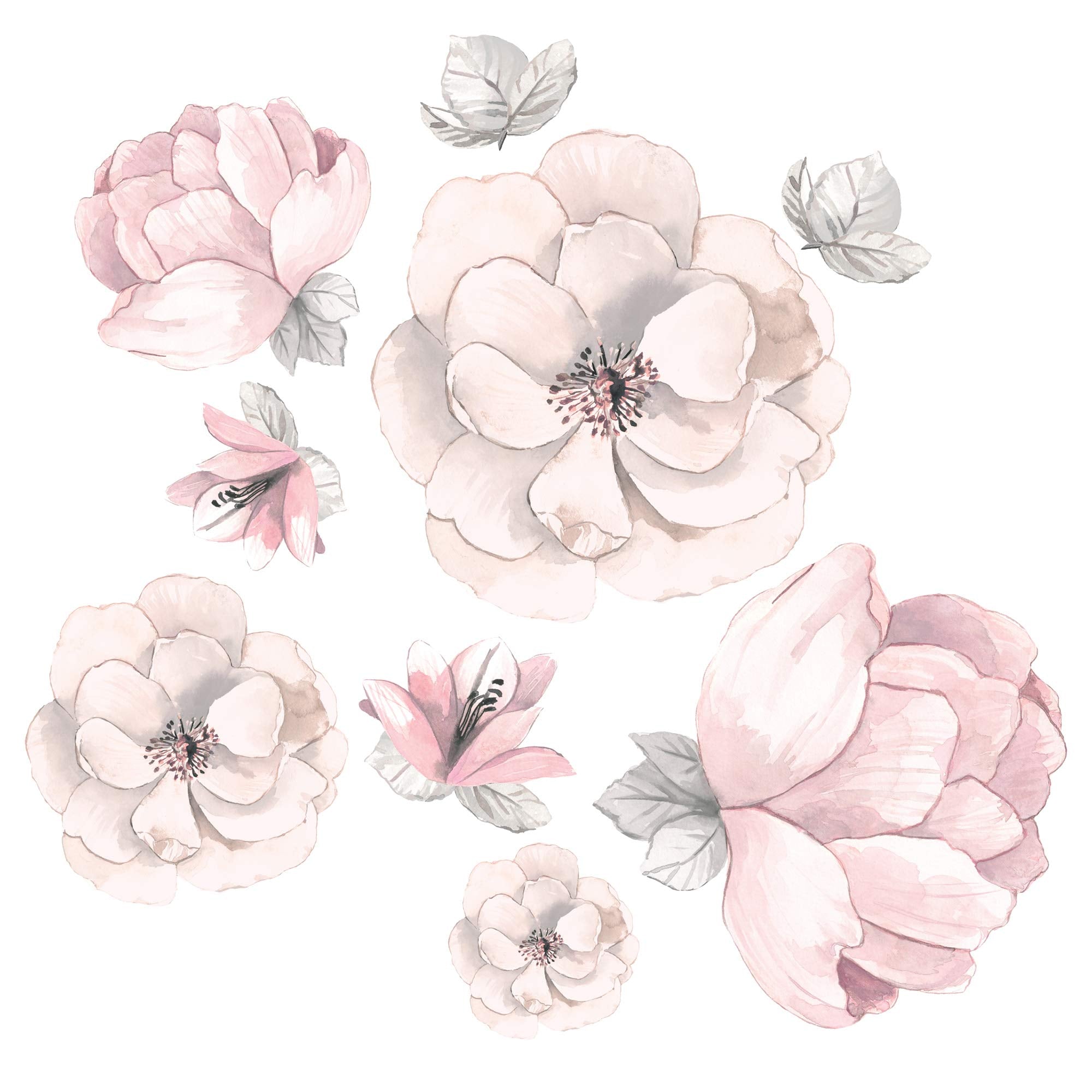 4-Piece Watercolor Floral Crib Bedding Set - Pink & Gray