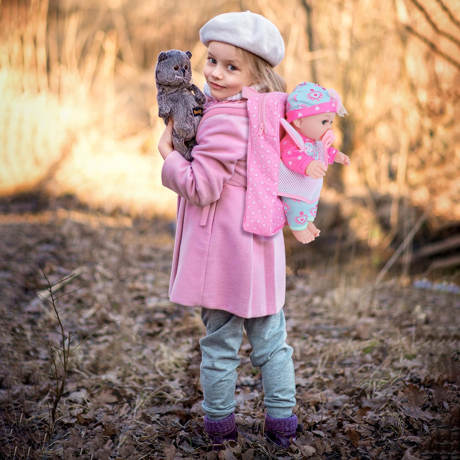 12 Inch Baby Doll with Clothes and Backpack Carrier,Reborn Baby Doll with Bottles Nipple