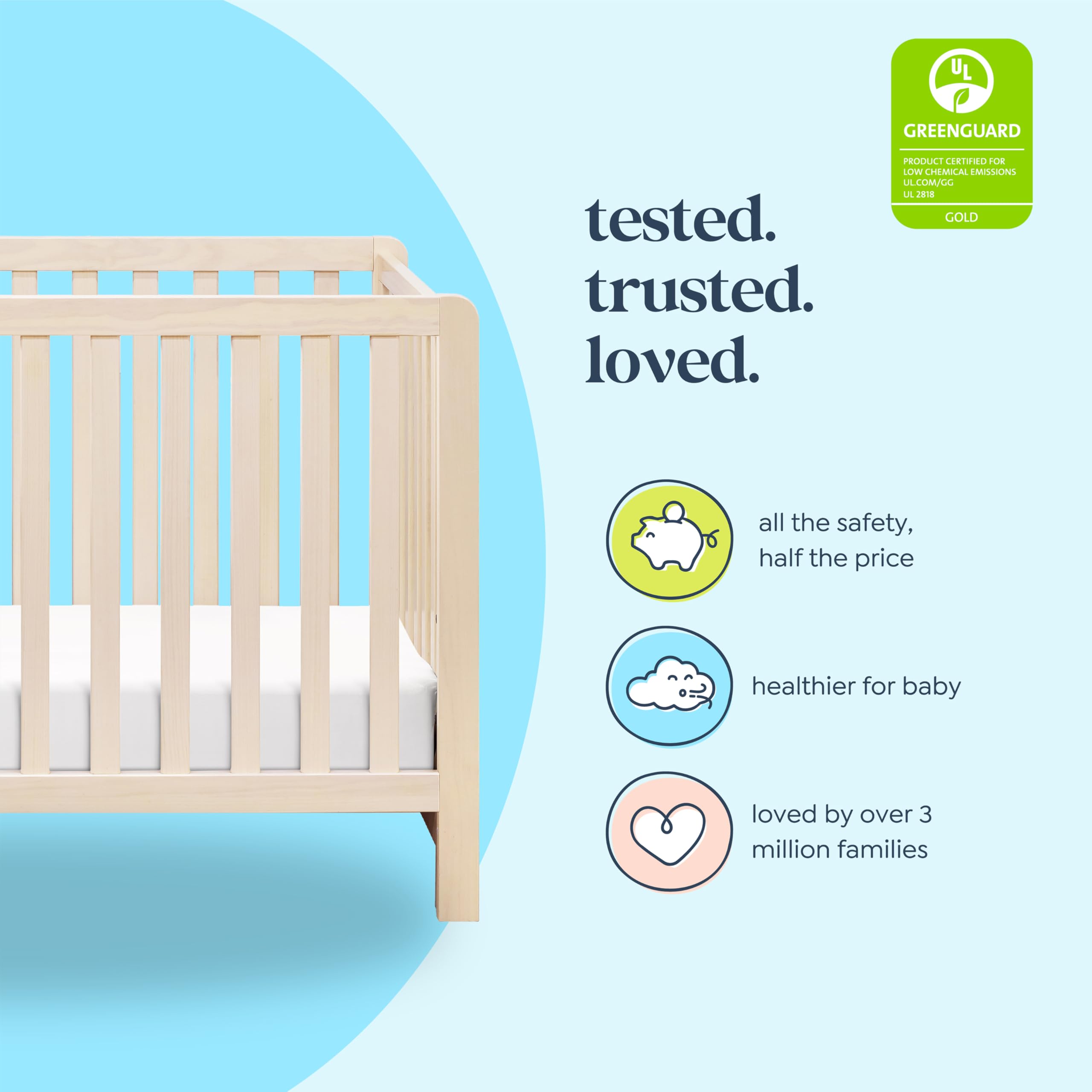 4-in-1 Convertible Baby Crib with Adjustable Mattress Heights