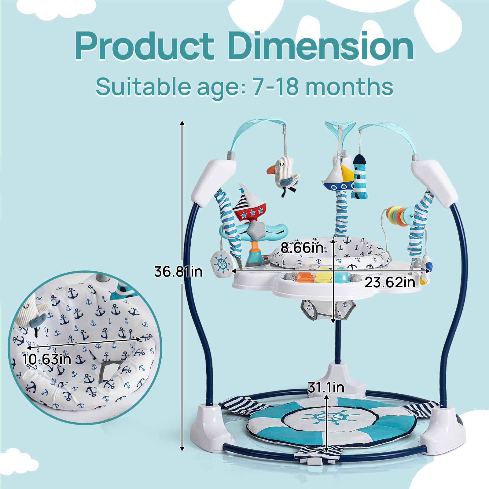 Baby Activity Center Jumper with 360° Rotating Seat