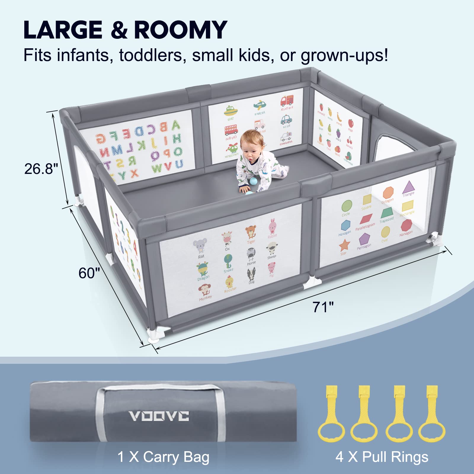 Extra Large Baby Playpen with Safety Mat