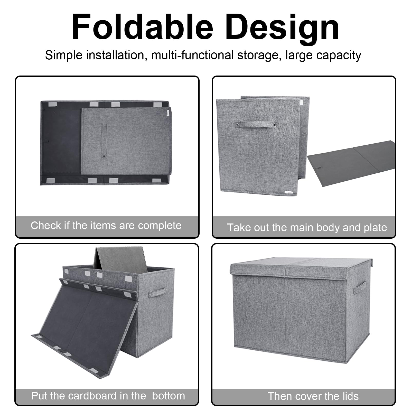 Collapsible Toy Storage Bin with Lid - Large Capacity