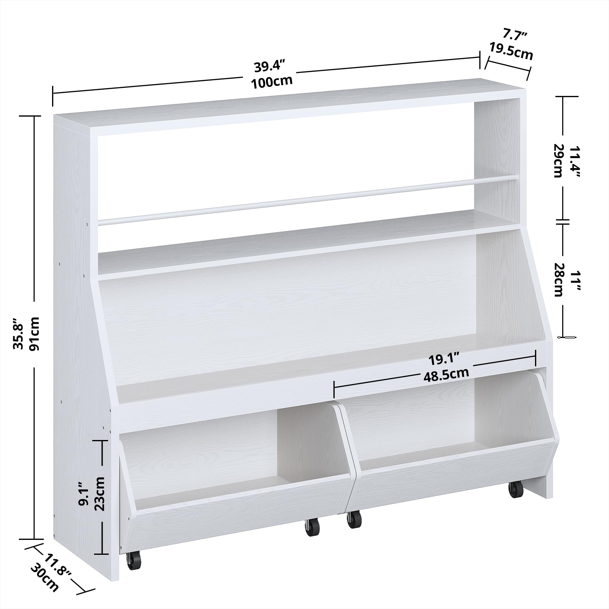 Kids Toy Storage Organizer with Bookshelf and Movable Drawers