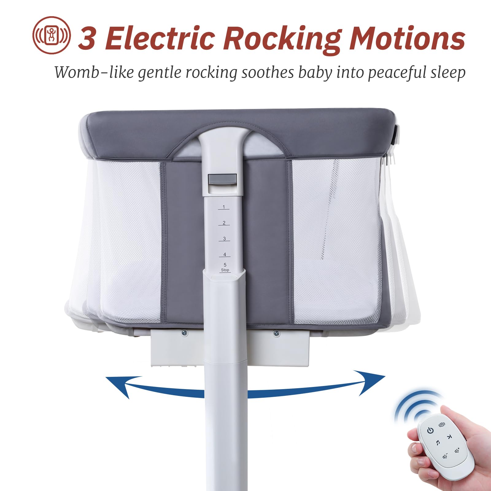 Electric Rocking Bassinet with Mesh Sides
