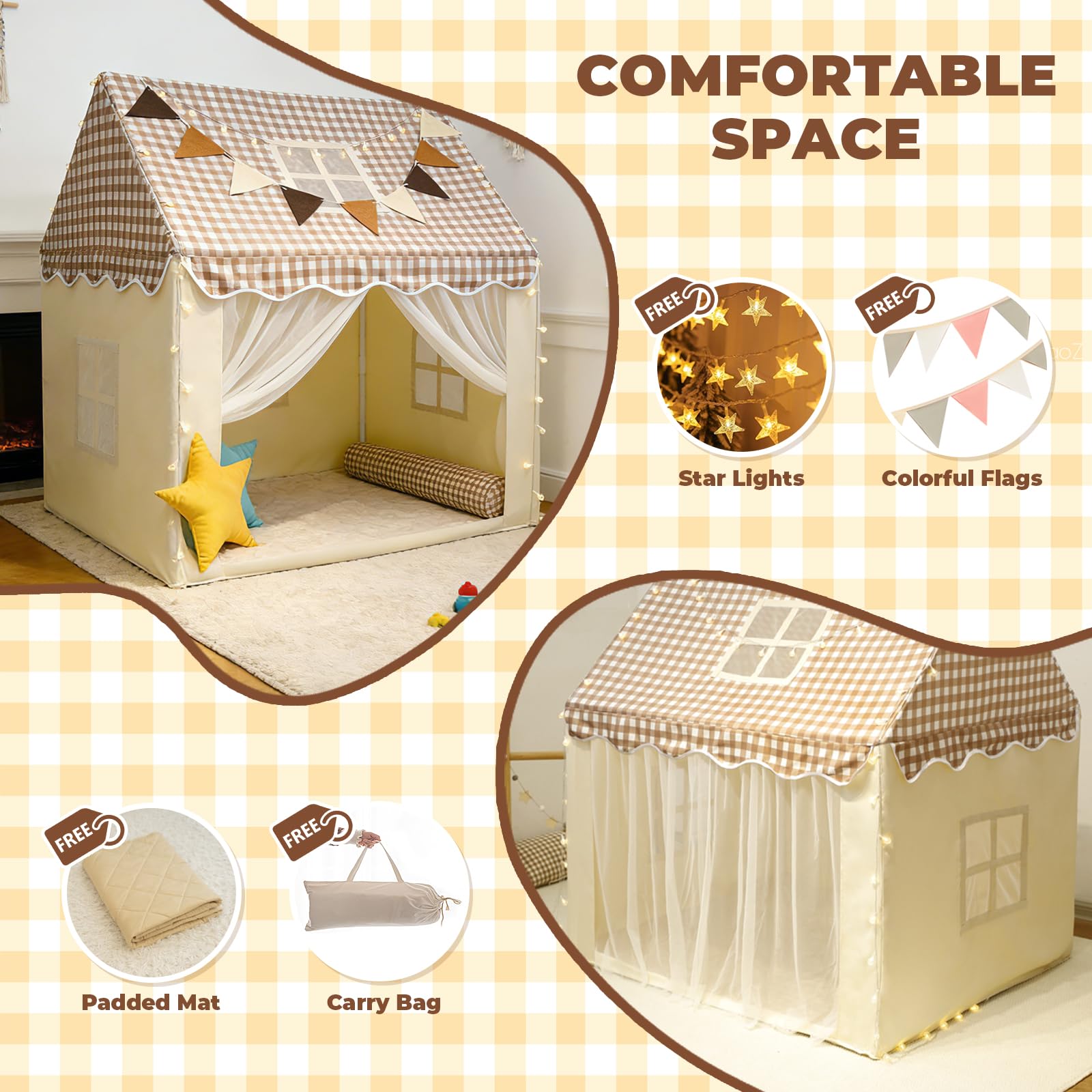 Kids Play Tent Playhouse Indoor Outdoor with Star Light