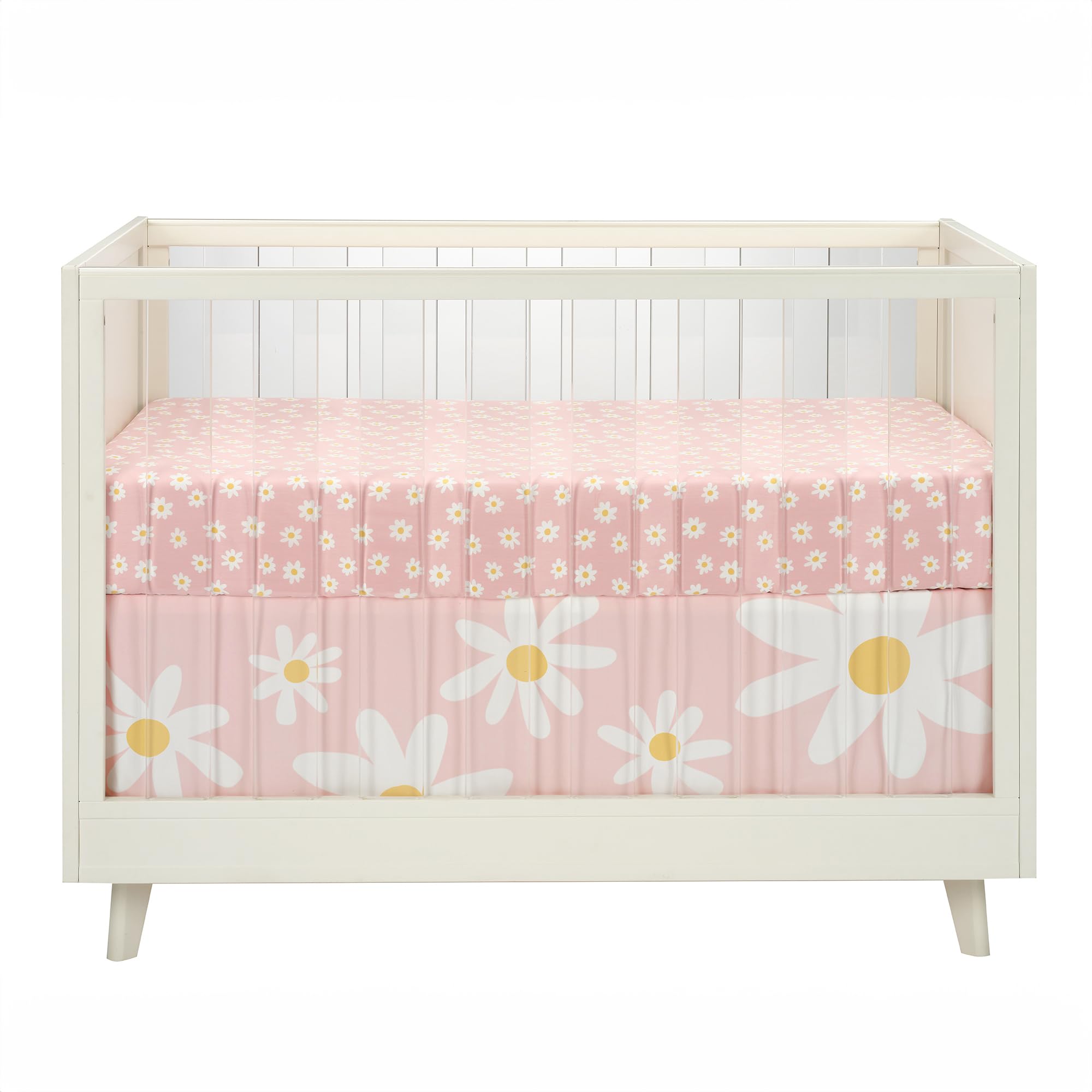 Daisy Dreams 3-Piece Crib Bedding Set - Pink, White, Modern, Garden