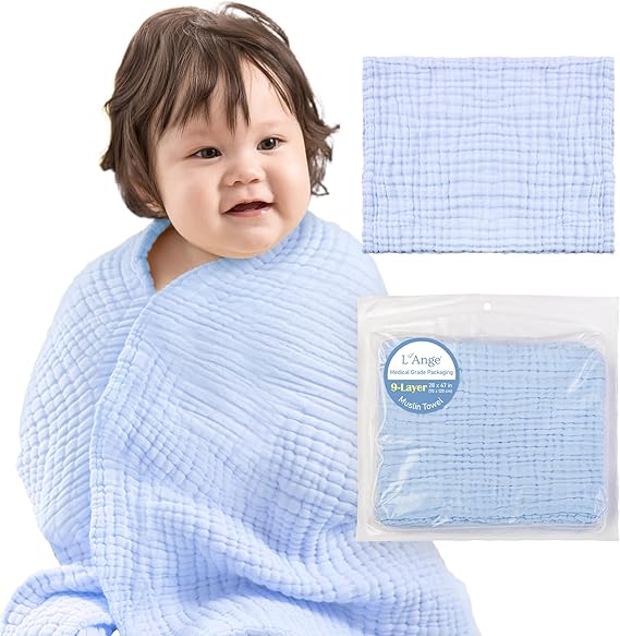 Bath Towel - 9 Layers 100% Cotton Muslin, Super Quick Dry, Medical