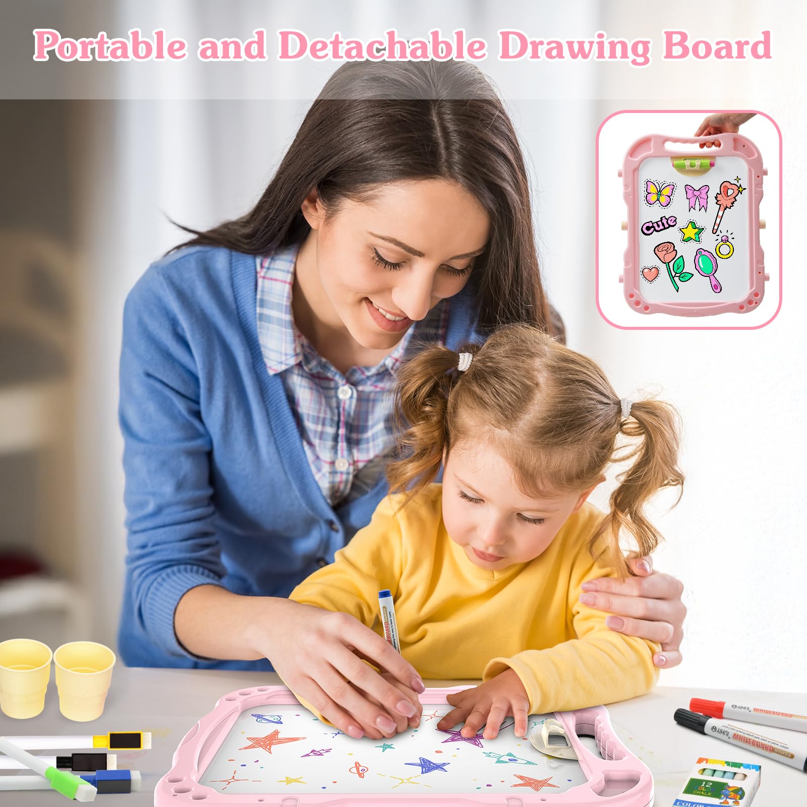 for Kids, Adjustable Standing Rotatable Double Sided Easel