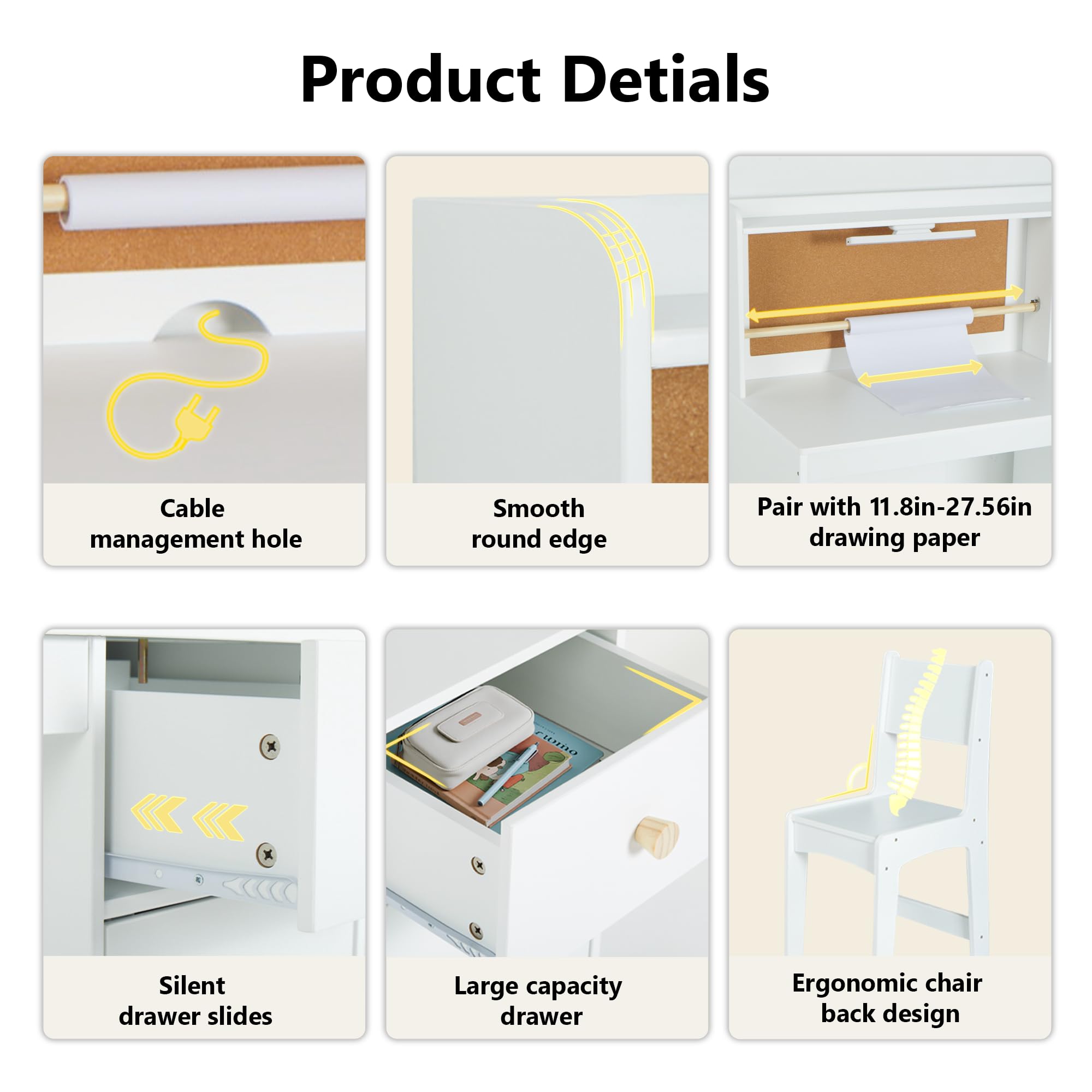 Kids Study Desk and Chair Set with Hutch and Storage