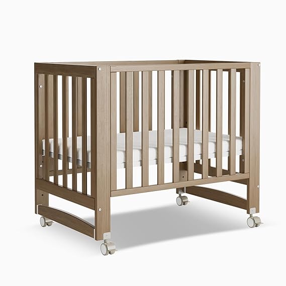 Baby Crib, 6 in 1 Convertible Mini Crib with Wheels, 100% New Zealand