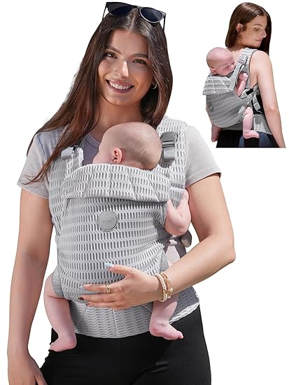 Baby Carrier Newborn to Toddler, Breathable Mesh Carrier(7-44lbs)