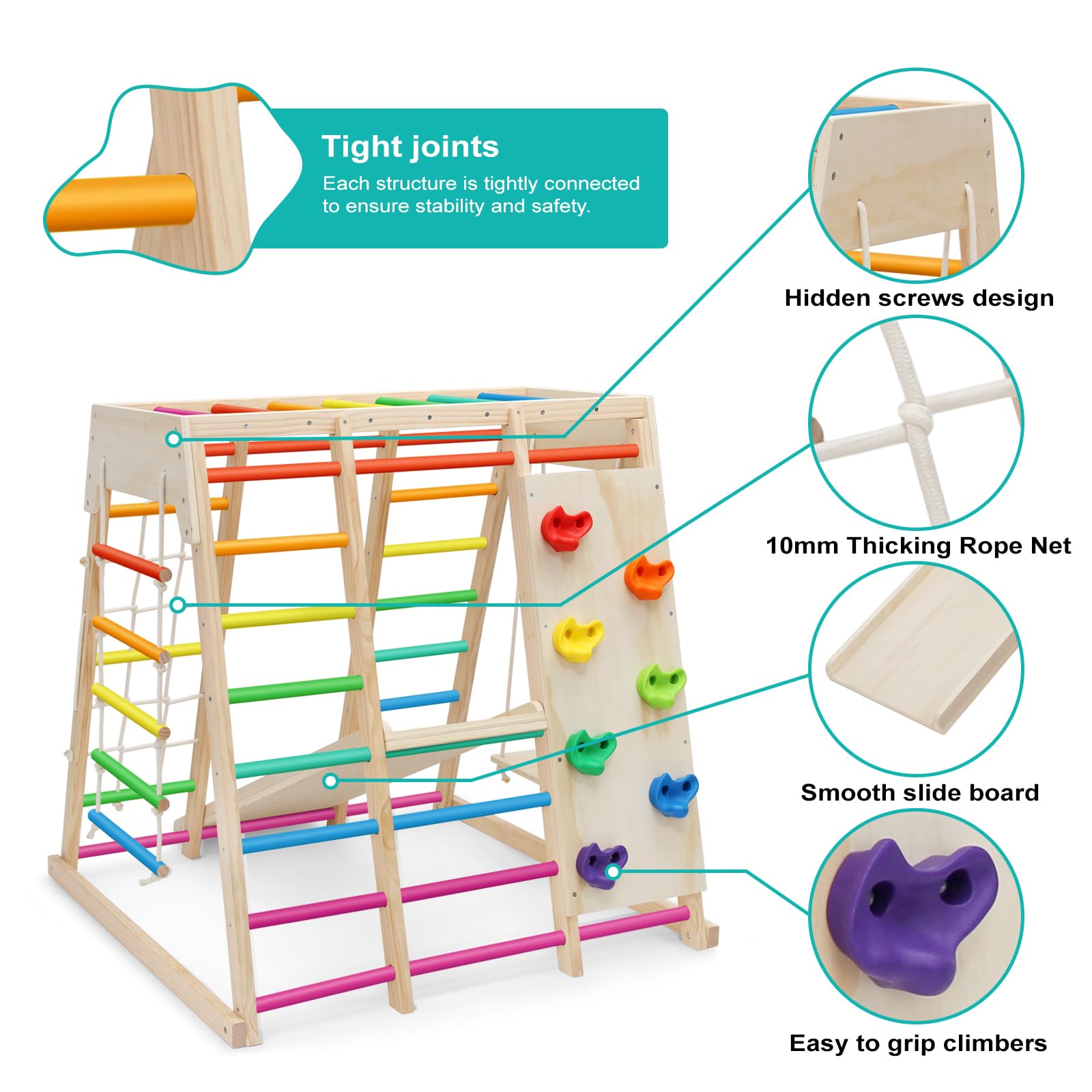 7-in-1 Indoor Playground Jungle Gym with Slide