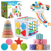 5 in 1 Baby Toys 6 to 12 Months, Montessori Toys, Soft Baby Teething Toys, Sensory Bin Toy