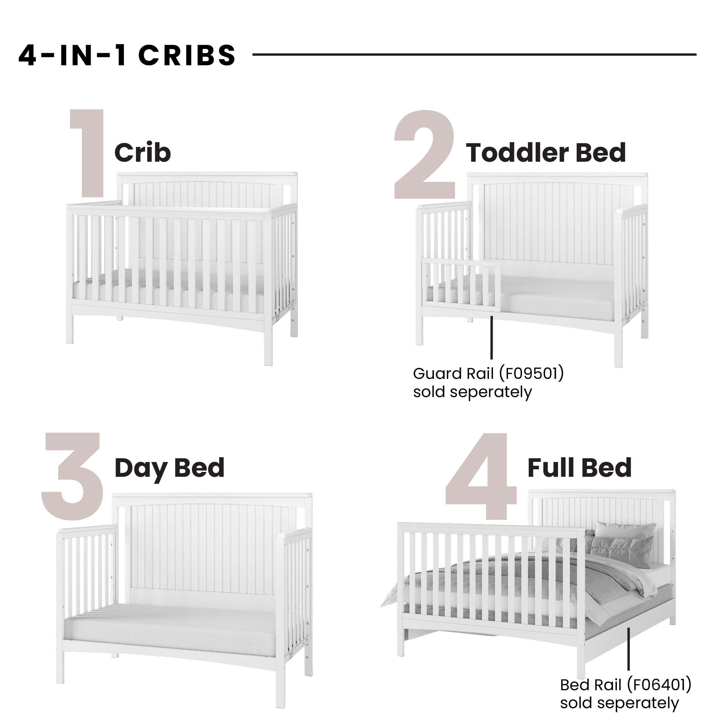 4-Piece Nursery Furniture Set with Convertible Crib, Dresser, Glider and Toy Box