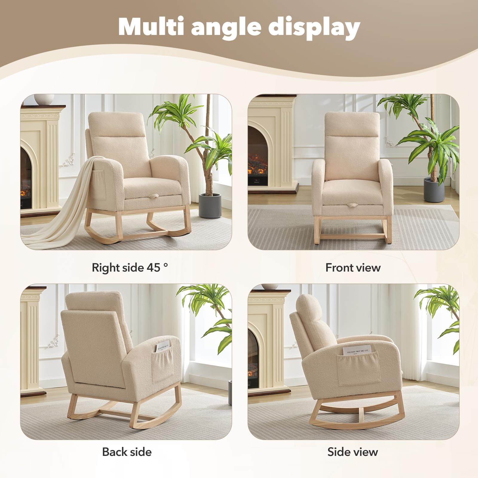 Modern Nursery Rocking Chair with Footrest