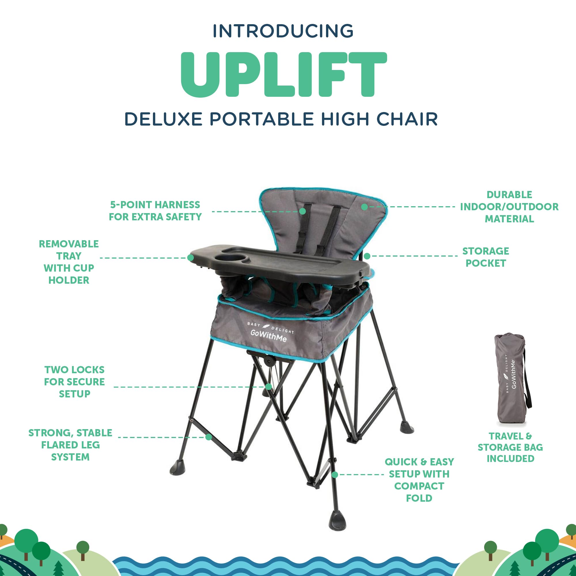 Portable High Chair Foldable for Travel Indoor Outdoor