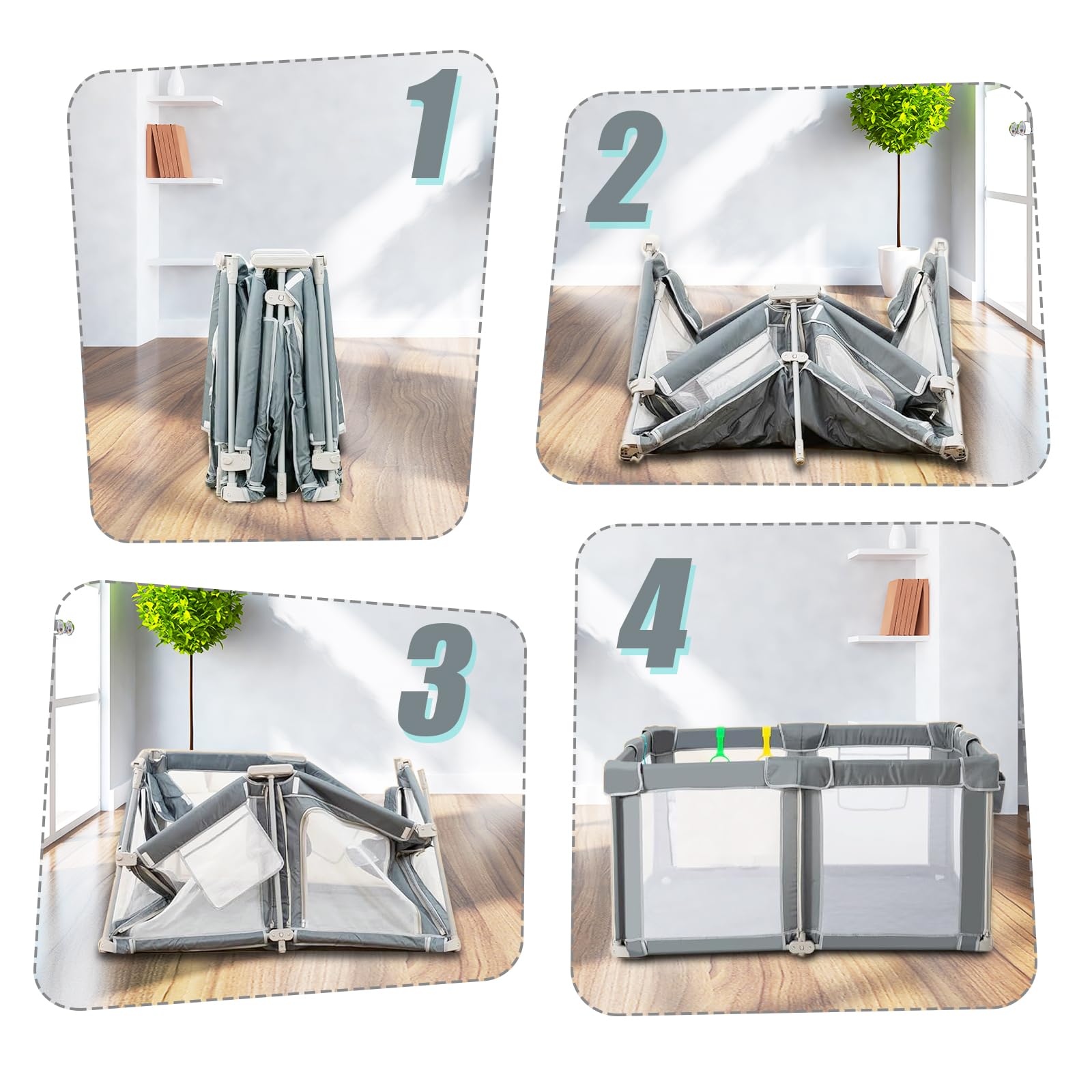 Foldable Baby Playpen with Breathable Mesh