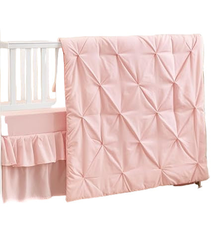 3-Piece Tufted Ruffle Crib Bedding Set for Girls - Ultra Soft Baby Bedding Set Includes