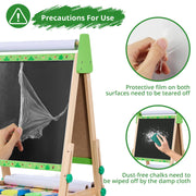 Art Easel for Kids Ages 2-4 4-8, Toddler Easel with 3 Paper Roll, Magnetic Whiteboard and Chalkboard, Adjustable Wooden Art Kids Easel for Toddlers 2,3,4,5,6,7,8,9,10 Years Old Boys & Girls, Green