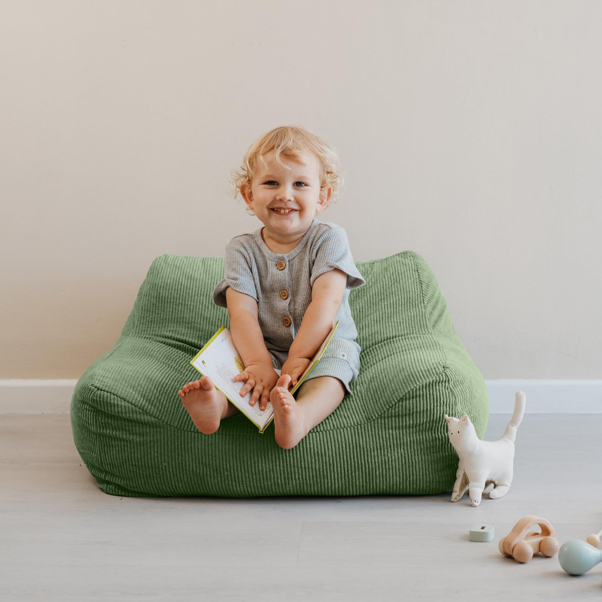 Memory Foam Bean Bag Chair for Toddlers - Kids Lounger for Nursery and Playroom