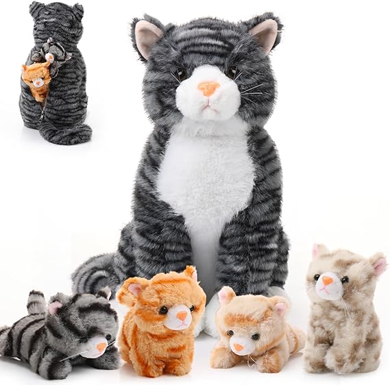 5 Pcs Cat Stuffed Animal 13. 78 Inch Large Plush Cat Mommy