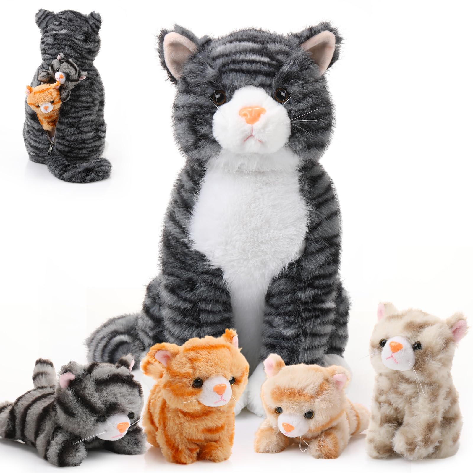 5 Pcs Cat Stuffed Animal 13. 78 Inch Large Plush Cat Mommy